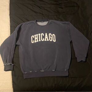 John Galt Brandy Melville Navy Blue Chicago Crewneck